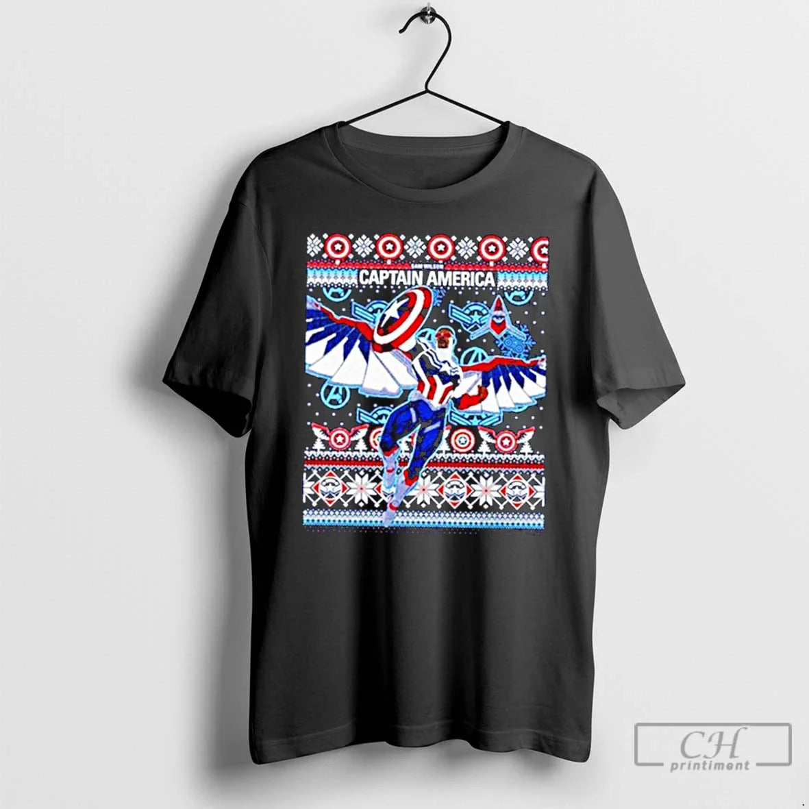 Classic Captain America Sam Wilson Ugly Xmas Holiday T Shirts
