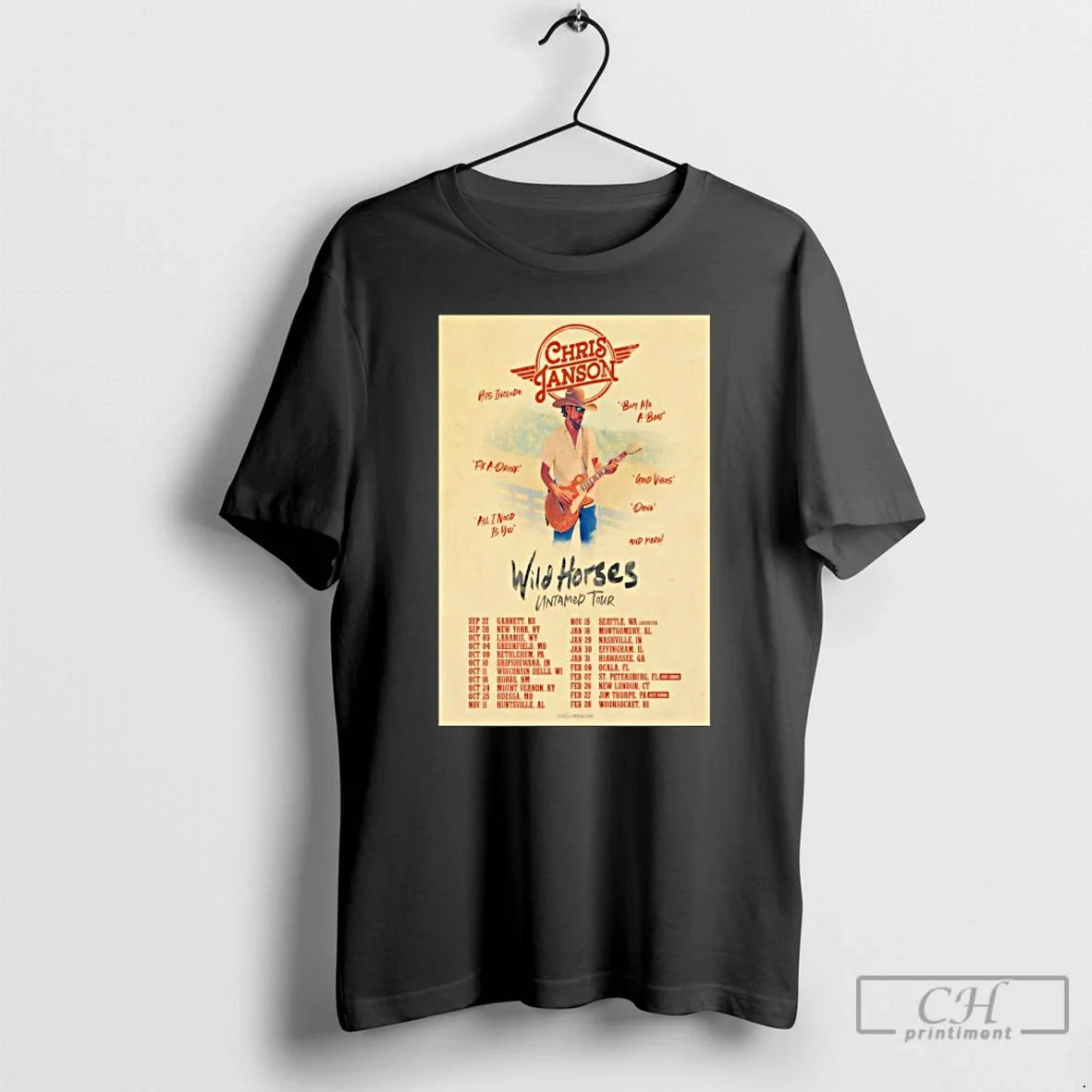 Classic Chris Janson Wild Horses Untamed Tour 2025 2026 T Shirts
