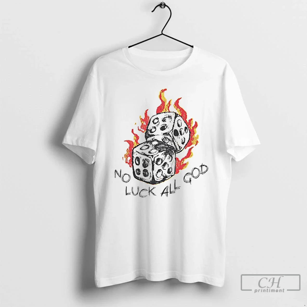 Classic Dice No Luck All God White T Shirts