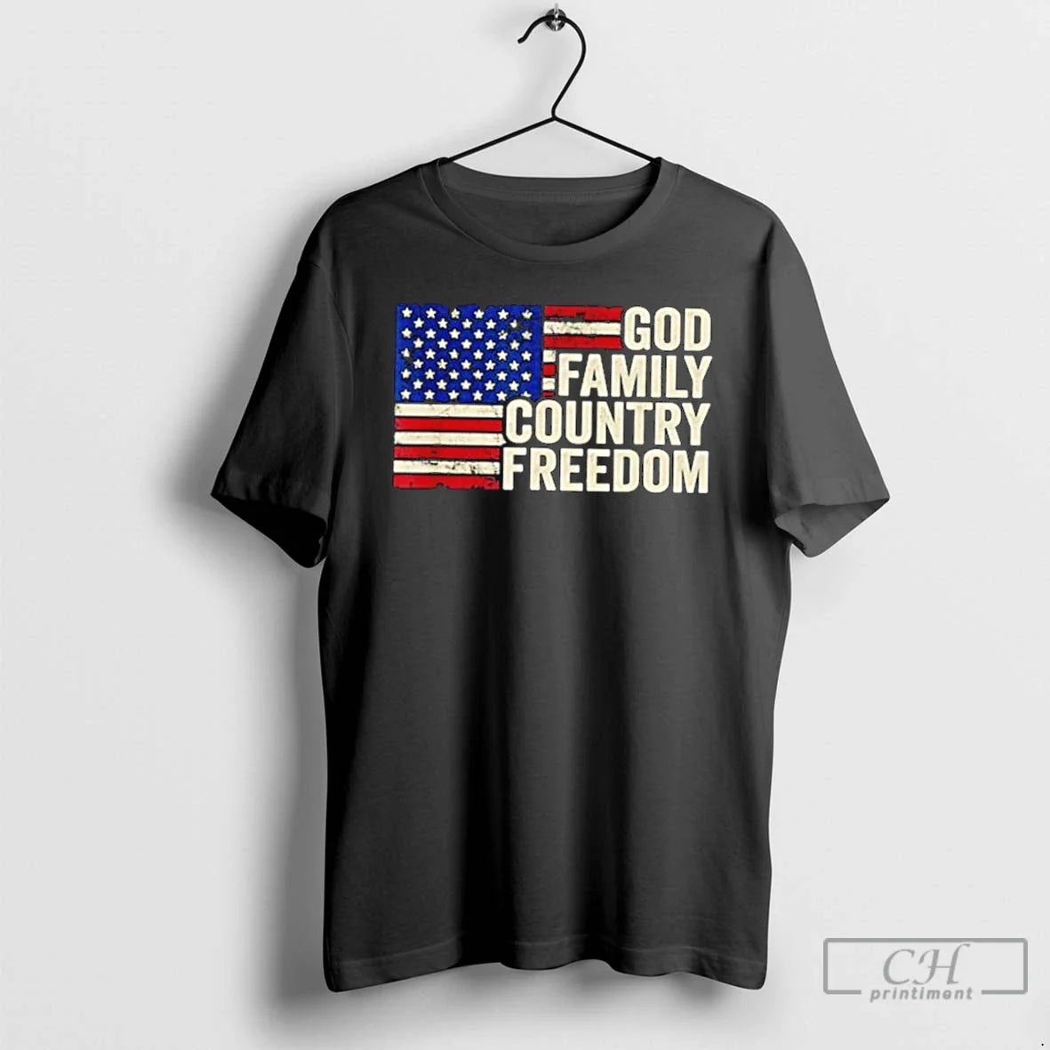 Classic God Family Country Freedom Usa Flag T Shirts
