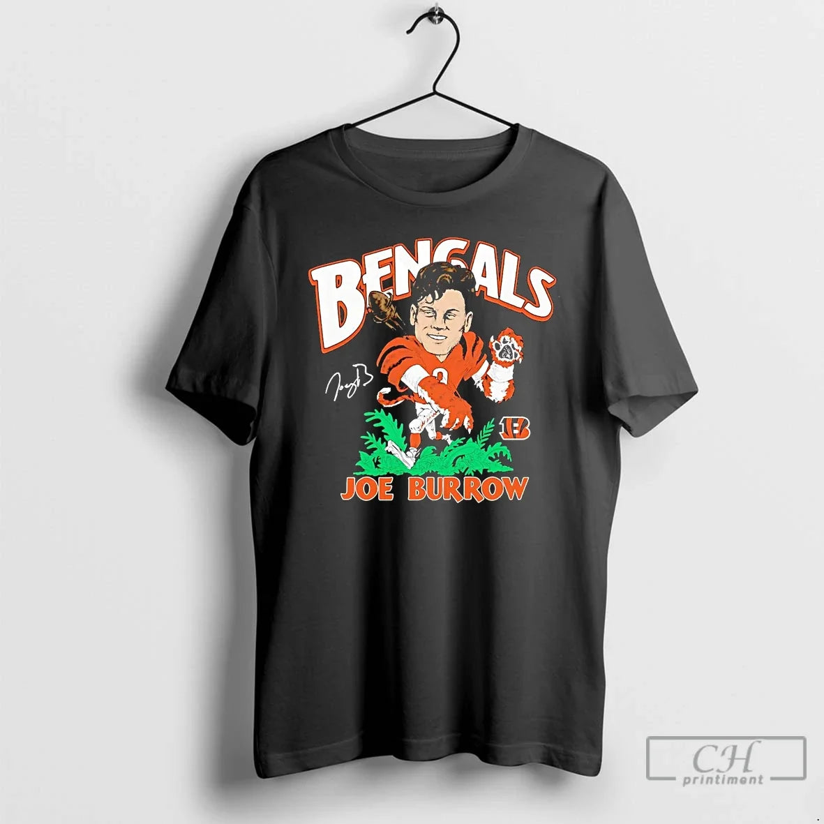 Classic Joe Burrow Tiger Jungle Caricature T Shirts