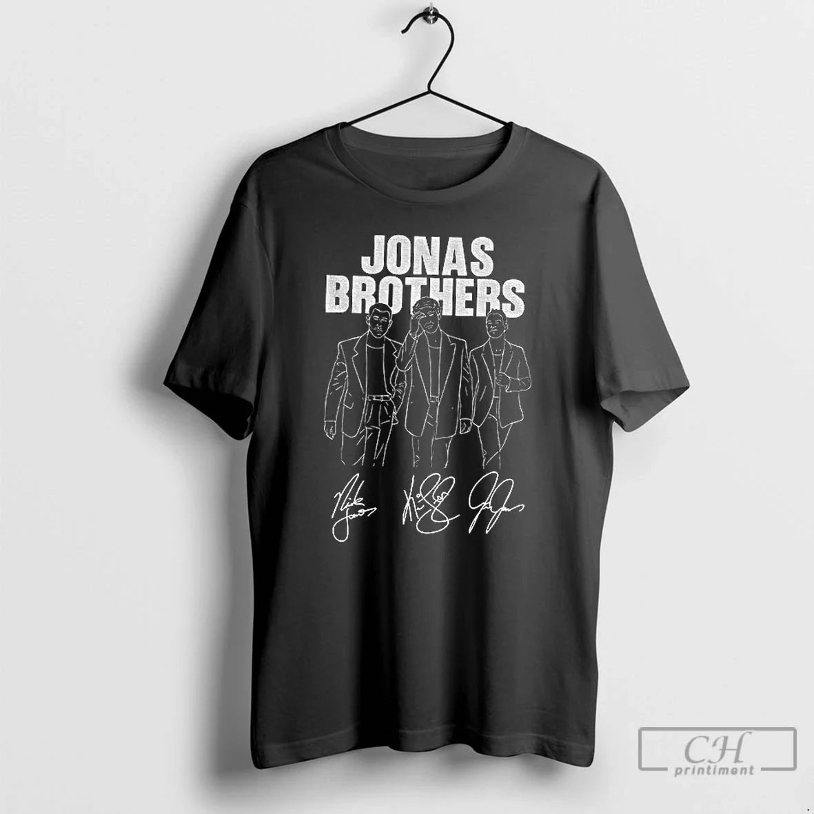 Classic Jonas Brothers Outline Drawing Signatures T Shirts