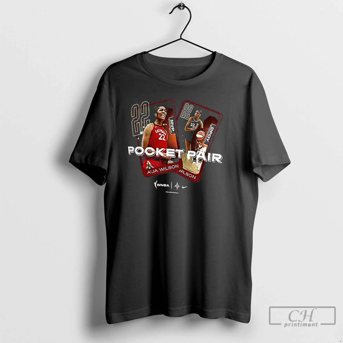Classic Las Vegas Aces Aja Wilson Pocket Pair T Shirts