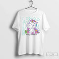 Classic Merry Christmas Unicorn Gift Box Stars White T Shirts