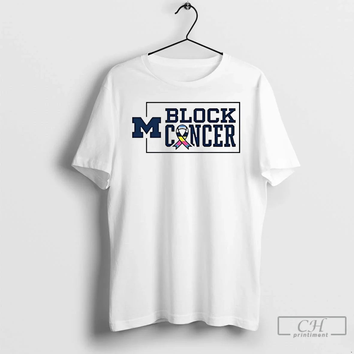 Classic Michigan Wolverines 2025 Block Cancer T Shirts