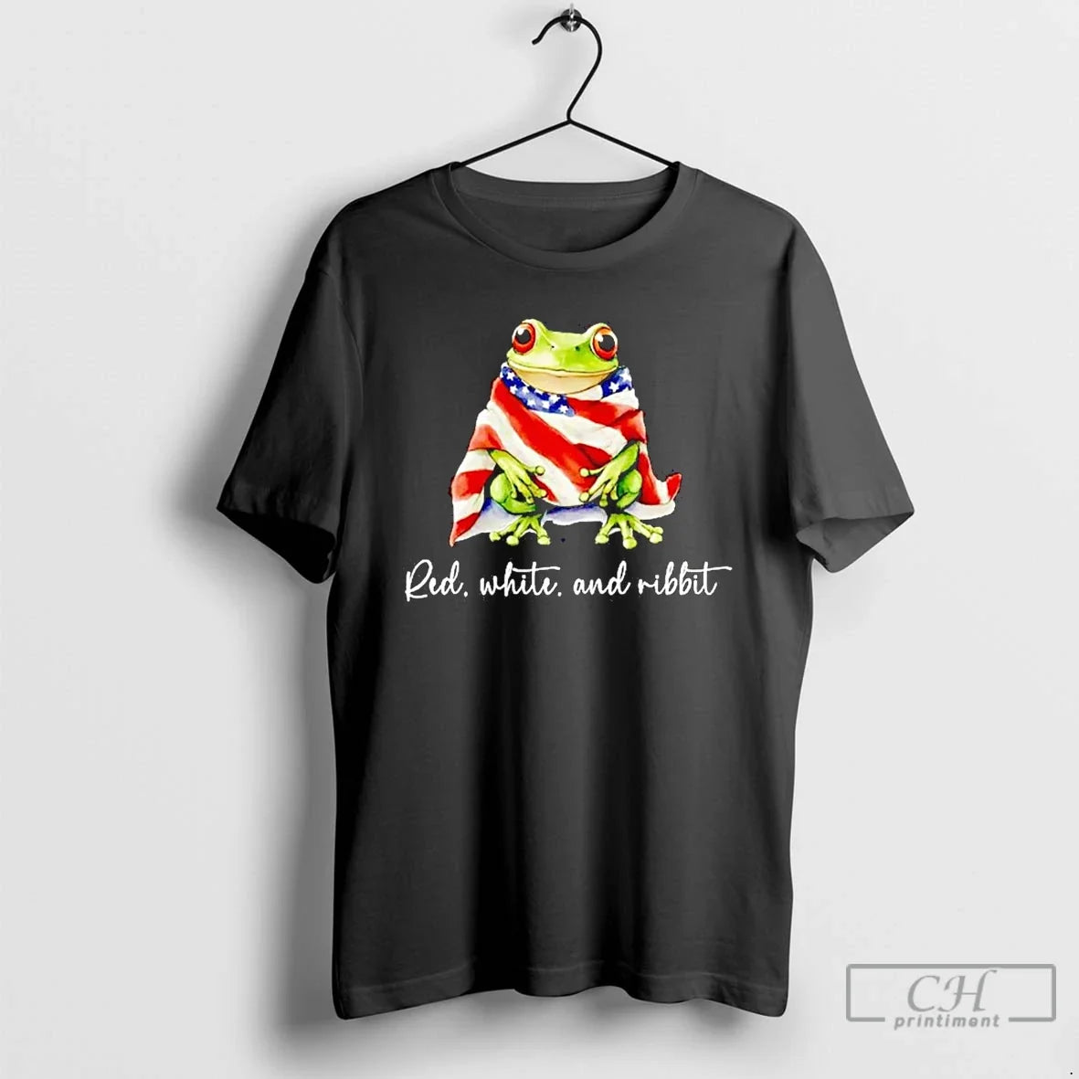 Classic Red White And Ribbit Frog American Flag T Shirts