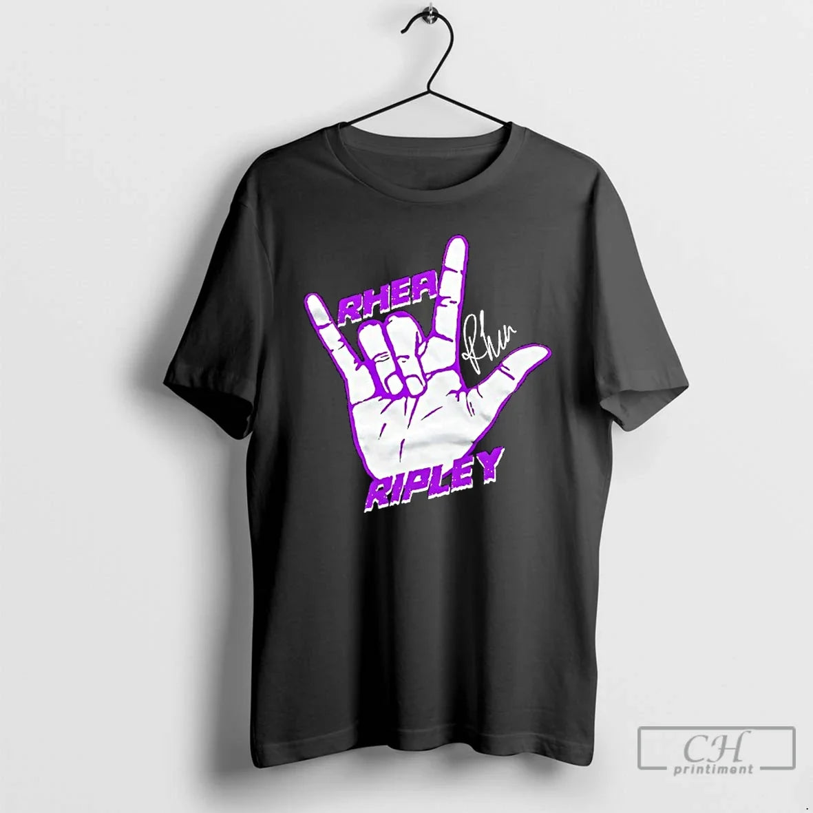 Classic Rhea Ripley Rock And Roll Hand Sign Signature T Shirts
