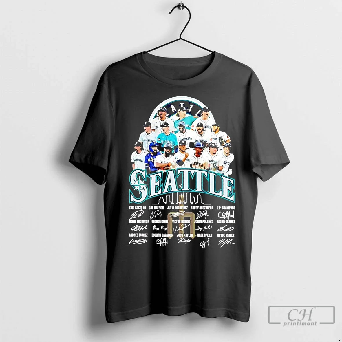 Classic Seattle Mariners Players Lineup Skyline Signatures