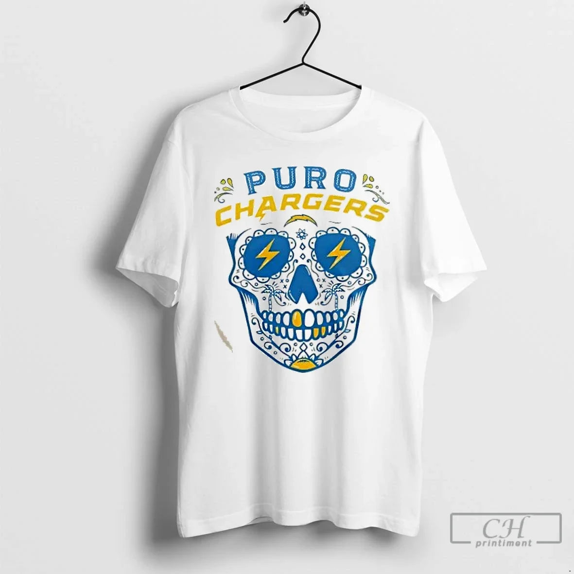 Classic Skull Floral La Chargers 2025 Latino Heritage Month Puro Chargers 2 Sided T Shirts