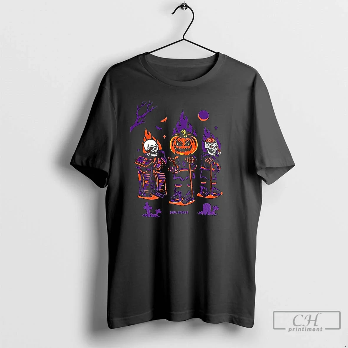 Classic Sleepy Hollow Hockey Club Est 1820 Skeleton Pumpkin Head And Zombie Halloween T Shirts