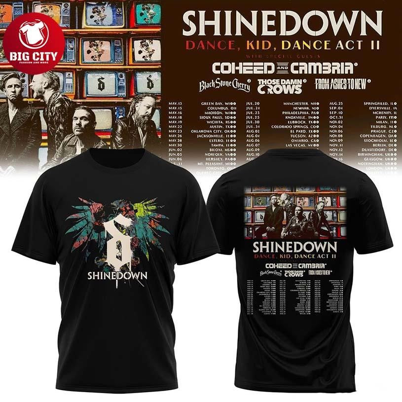 Dance, Kid, Dance Act II World Tour Shinedown 2026 S2 Two Sided Shirt Unisex