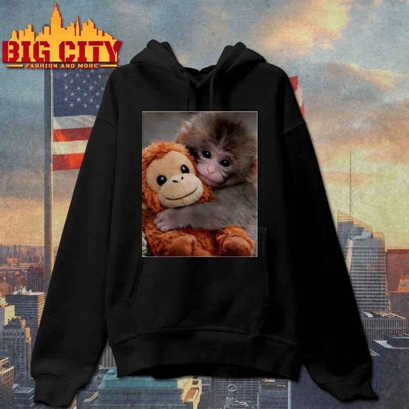 I Love Punch Monkey hugging stuffed monkey Unisex