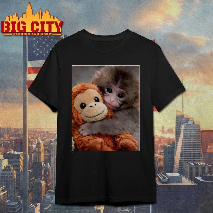 I Love Punch Monkey hugging stuffed monkey Unisex