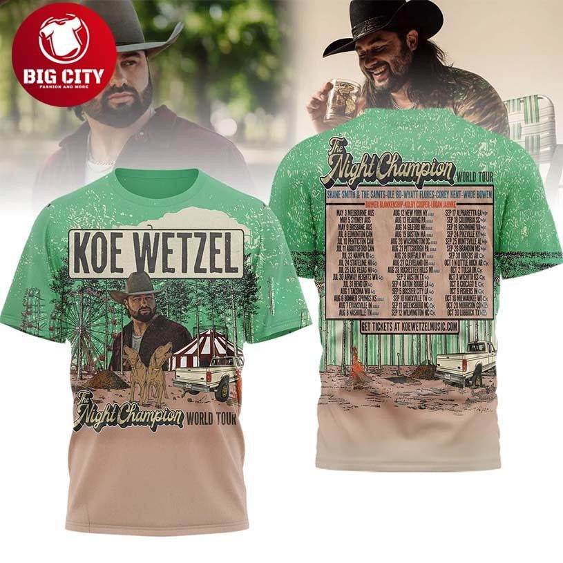 Koe Wetzel The Night Champion World Tour Two Sided Shirt Unisex