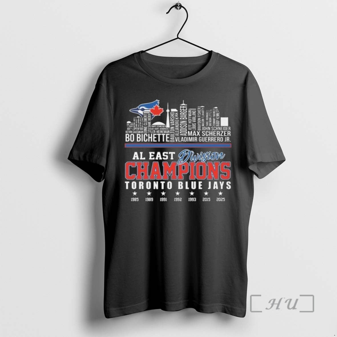 Limited Edition Al East Division Champions Toronto Blue Jays Skyline Names 1985 2025 T Shirts