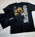 Marlboro Vintage Cowboy Wild West Shirt - Country Music Shirt, Black Cotton with Graphic Design, Suitable for Men and Casual Wear