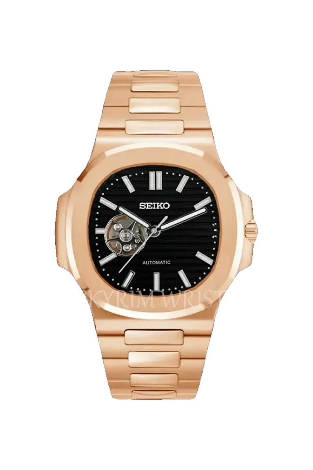 Mod Nautilus Rose Gold Skeleton Black