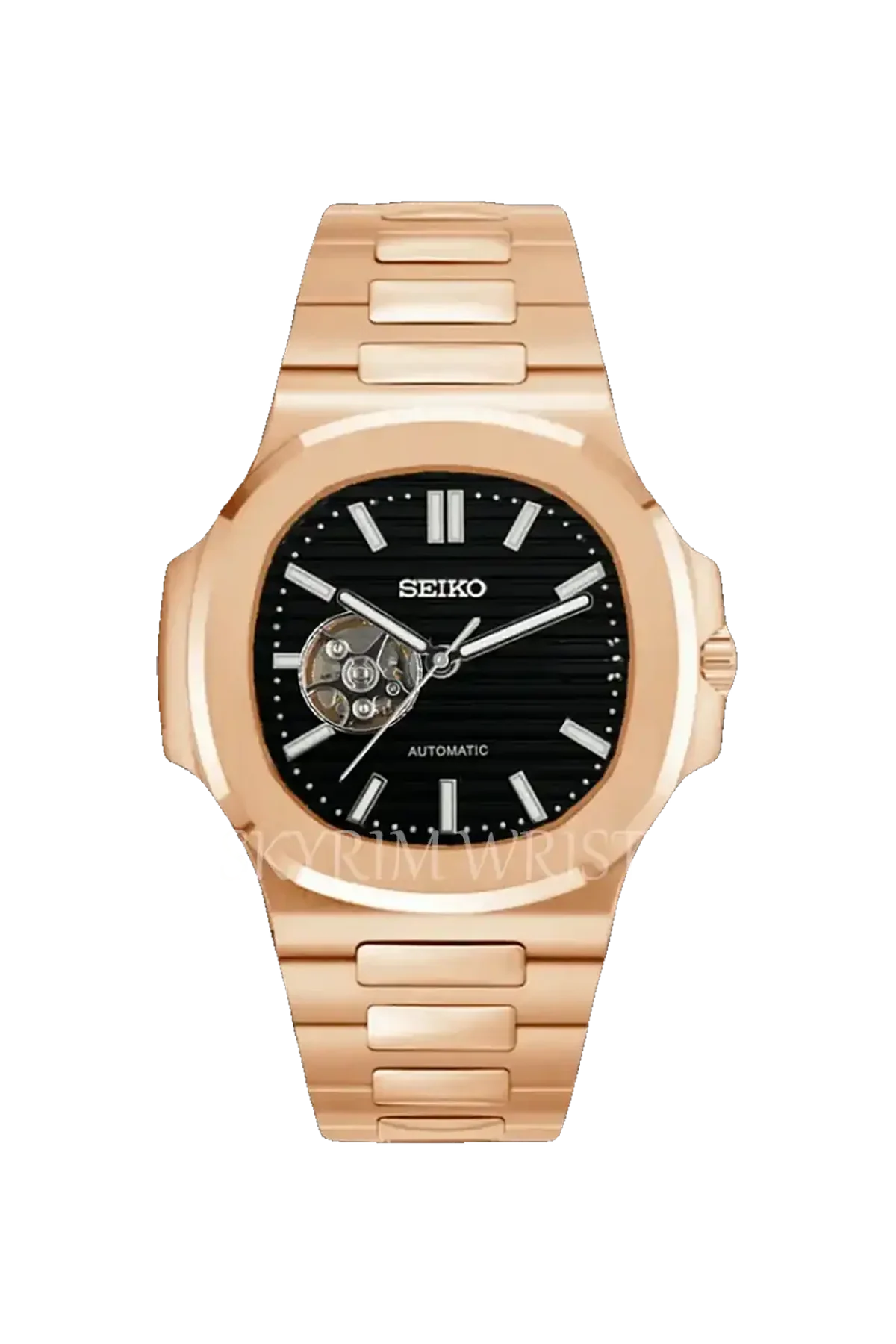 Mod Nautilus Rose Gold Skeleton Black