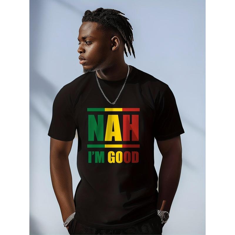 "NAH I'M GOOD" Colorful Printed Cotton Men's Graphic Men's Summer Clothing Made in USA