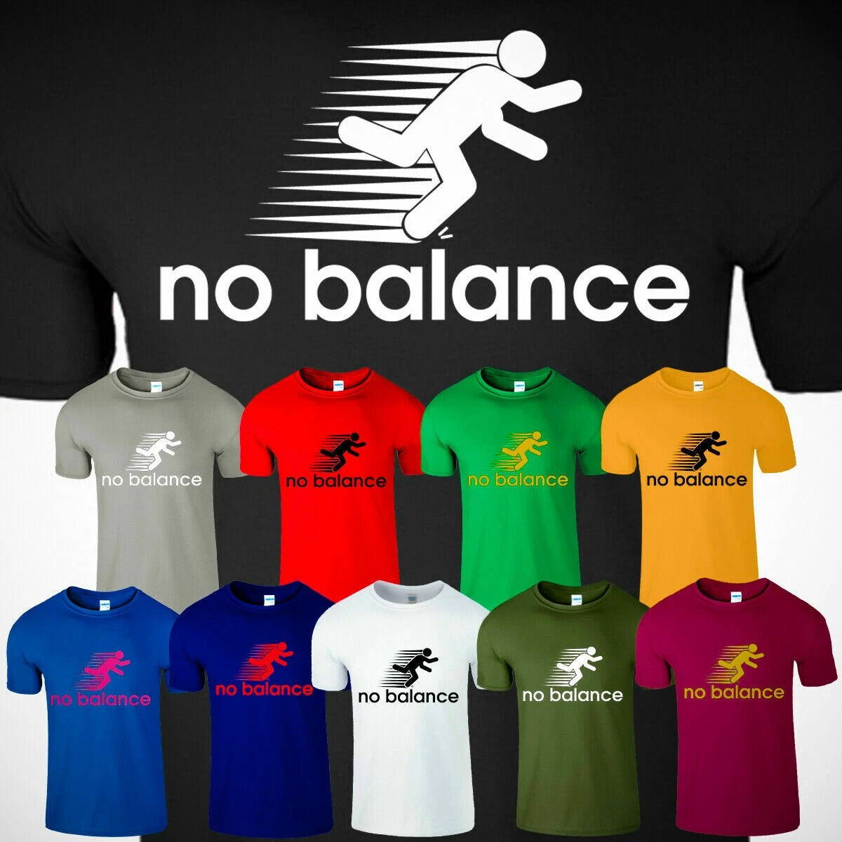 No Balance Mens New Funny Running Motivation Success Gifts Causal Tee Unisex