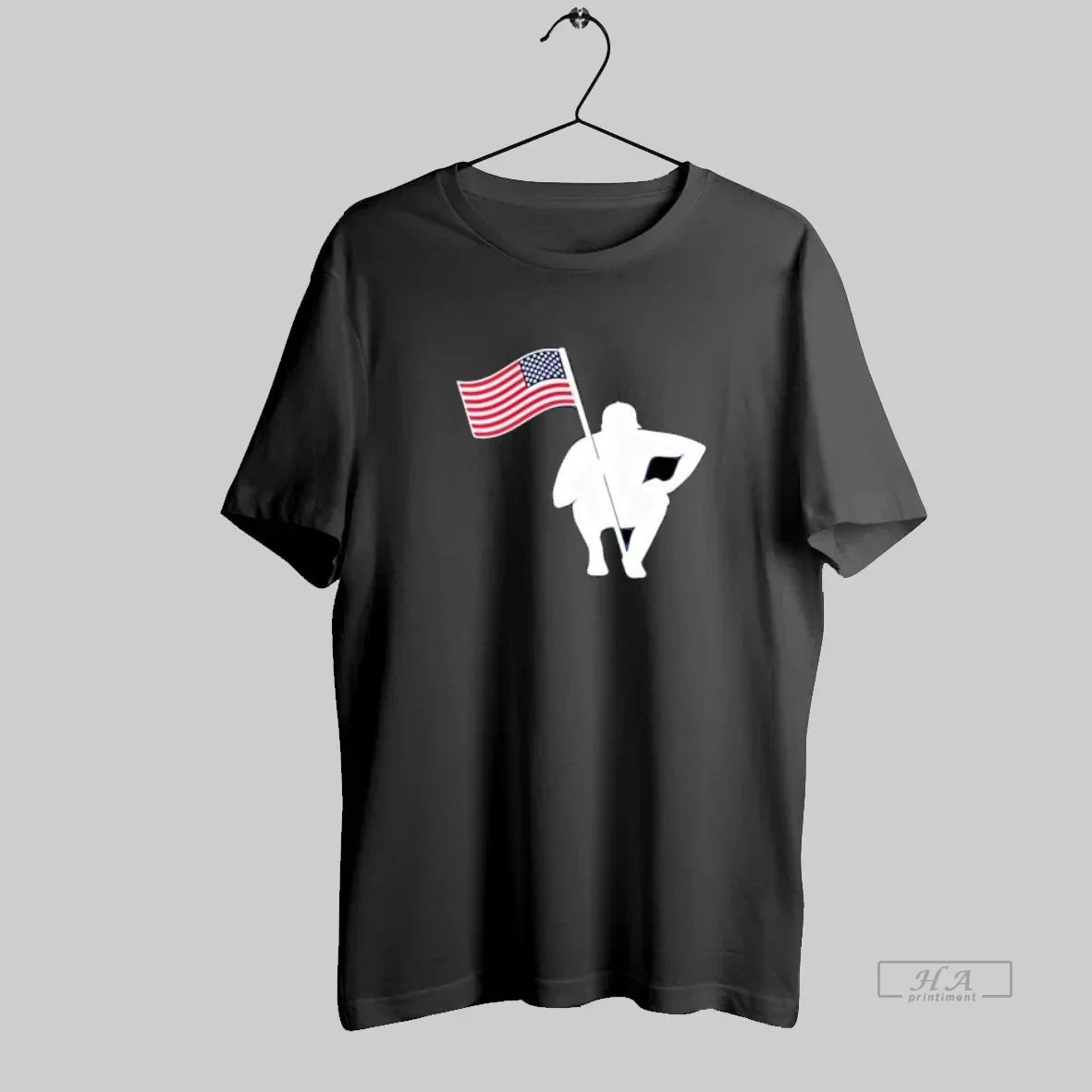 Official American Flag Crouching Figure Holding Usa Flag
