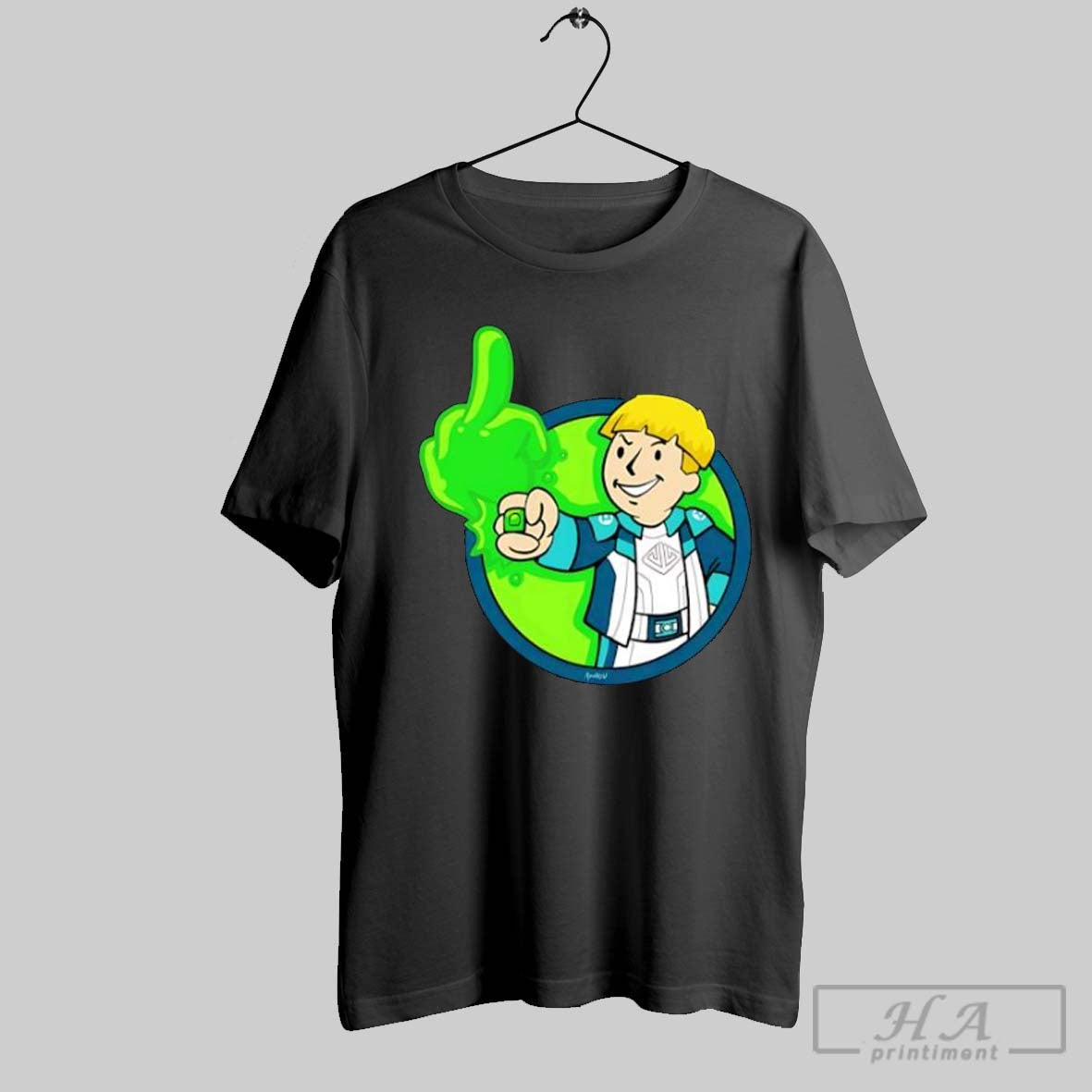 Official Cartoon Boy Middle Finger Green Glow
