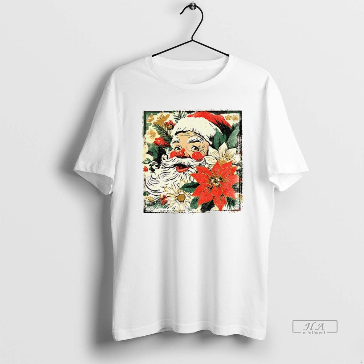 Official Cute Santa Claus Preppy Brushstroke Floral Santa Face Christmas