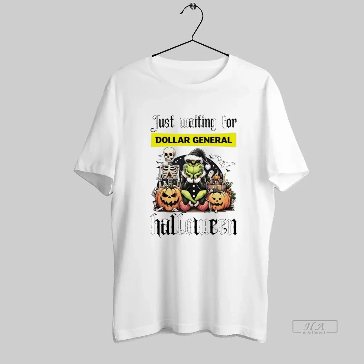 Official Dollar Generla Grinch Just Waiting For Halloween Goth Graphic
