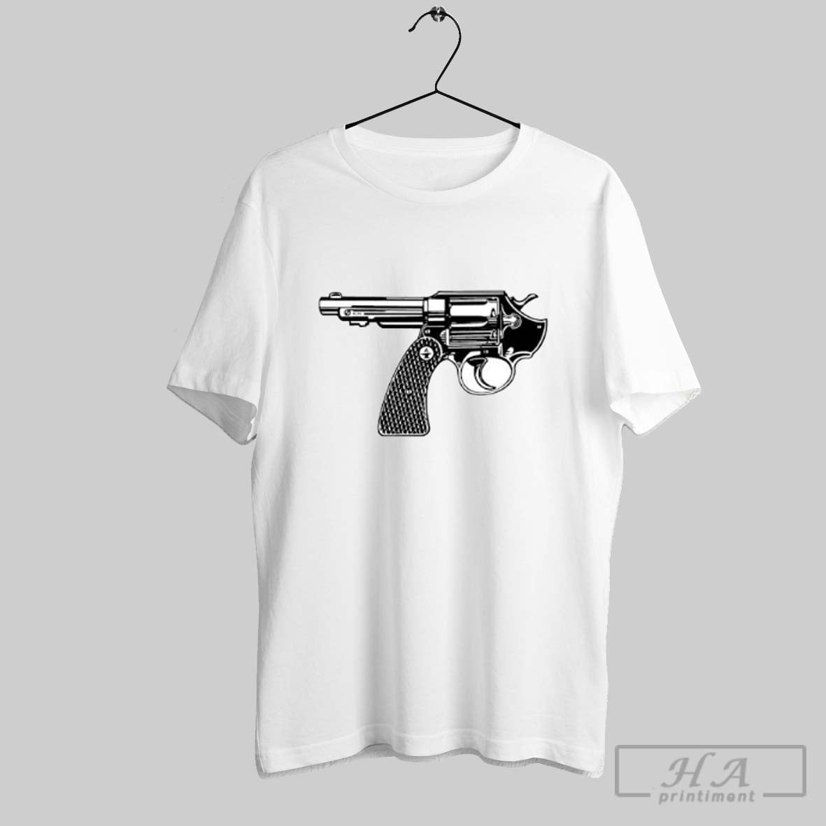 Official Handgun Black And White Revolver Gun Blueprint Posters White