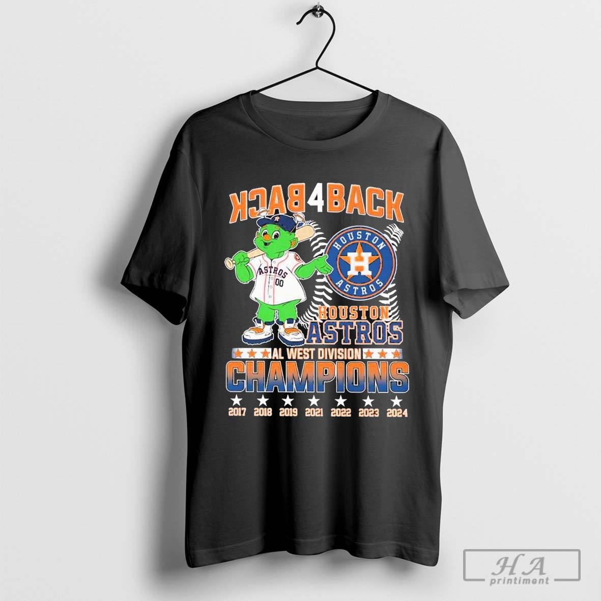 Official Houston Astros Back 4 Back Al West Division Champions Mascot 2024