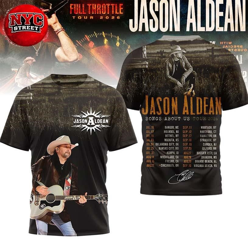 Official Jason Aldean Full Throttle Tour 2026 Two Sided Shirt Unisex