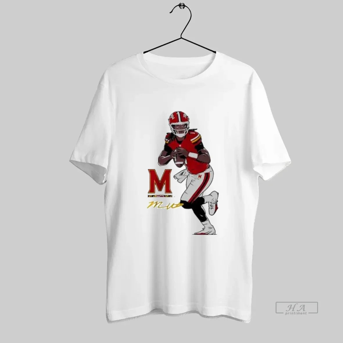 Official Maryland Terps Football Player Cartoon Logo