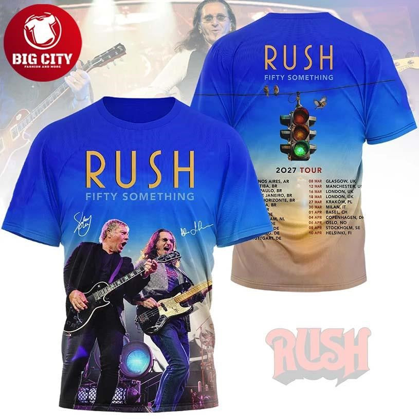 Official Rush Fifty Something 2027 Tour Two Sided Shirt Unisex