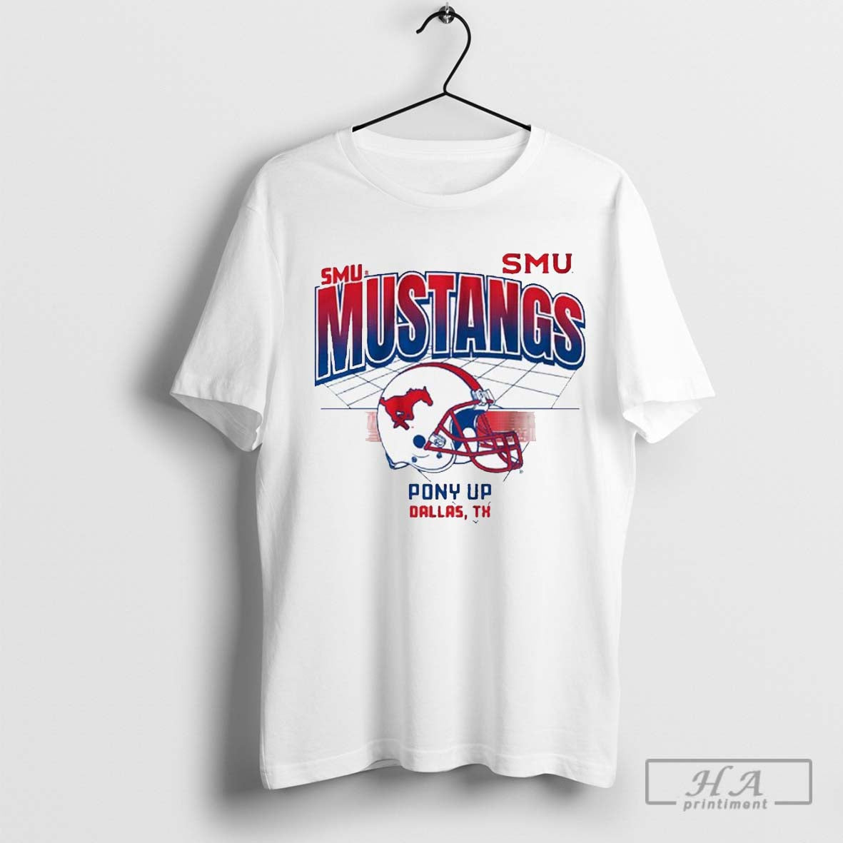 Official Smu Mustangs Football Helmet Grid Pony Up