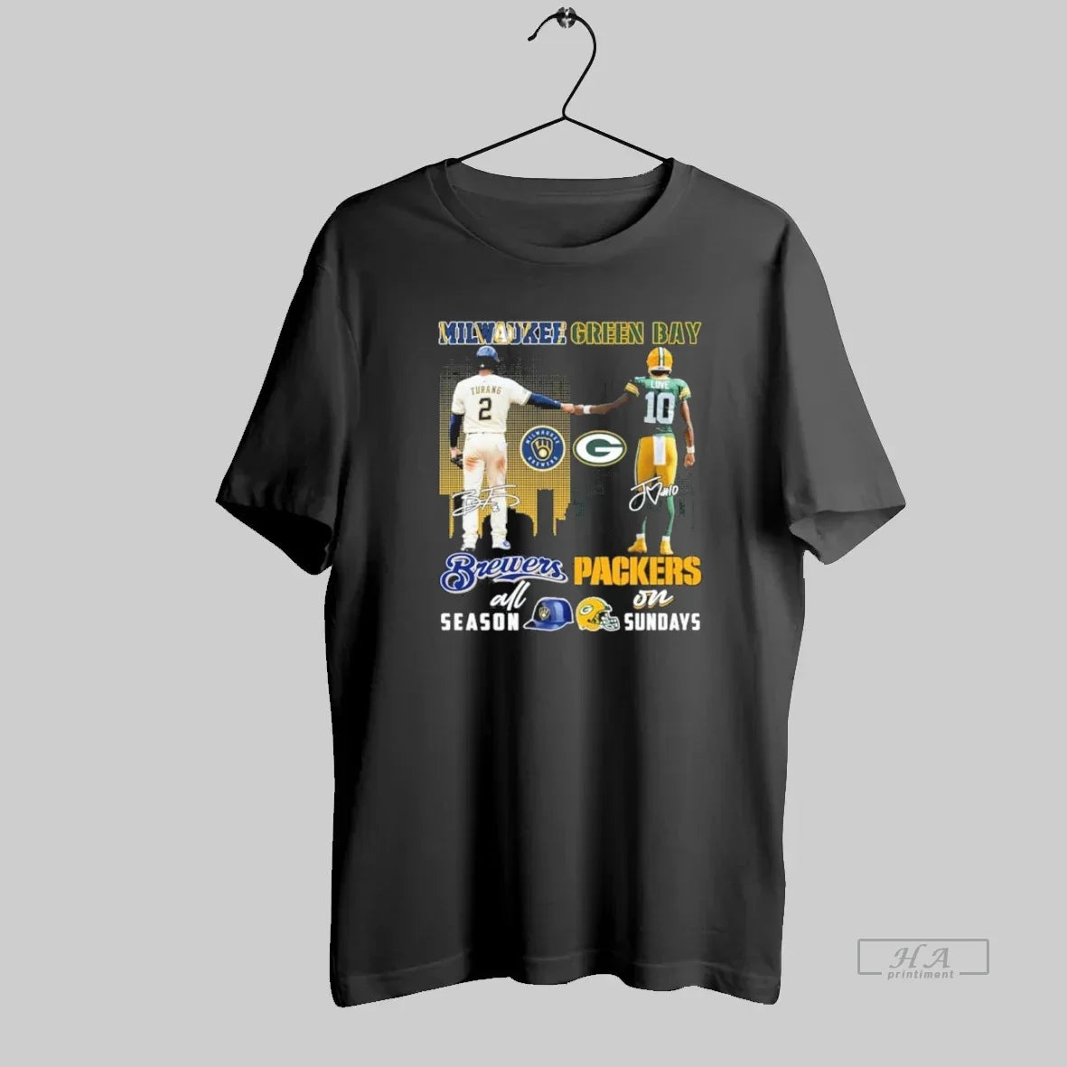 Official Turang Milwaukee Brewers All Season And Love Green Bay Packers On Sundays