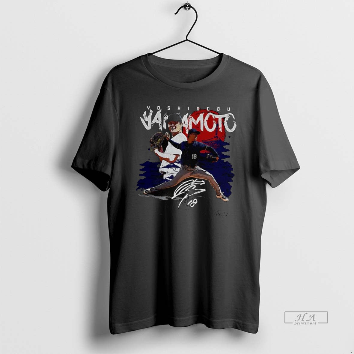 Official Yoshinobu Yamamoto Los Angeles Dodgers Baseball Pitching Stance Rising Sun Signature