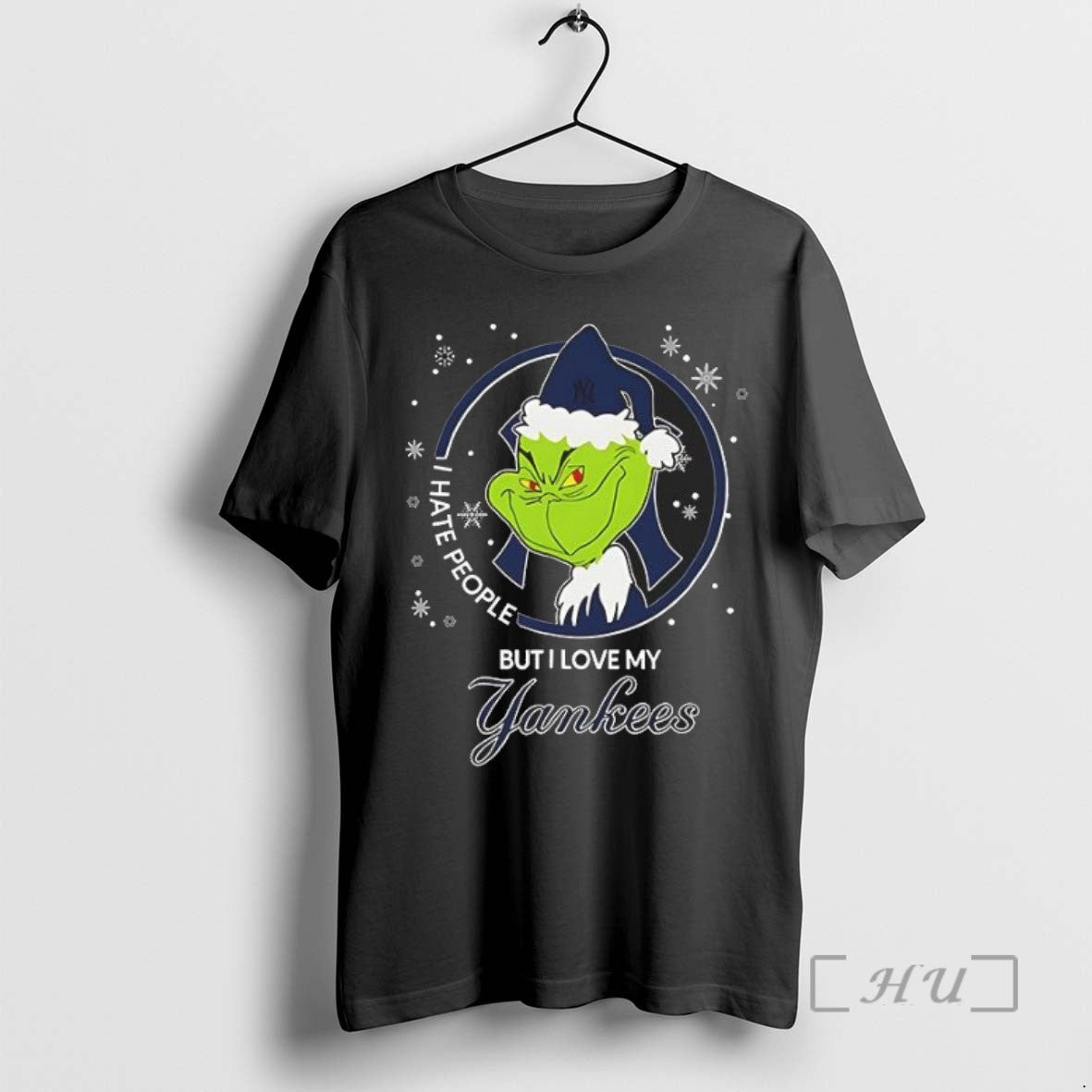 Officials Christmas Grinch Santa I Hate People But I Love My New York Yankees Christmas