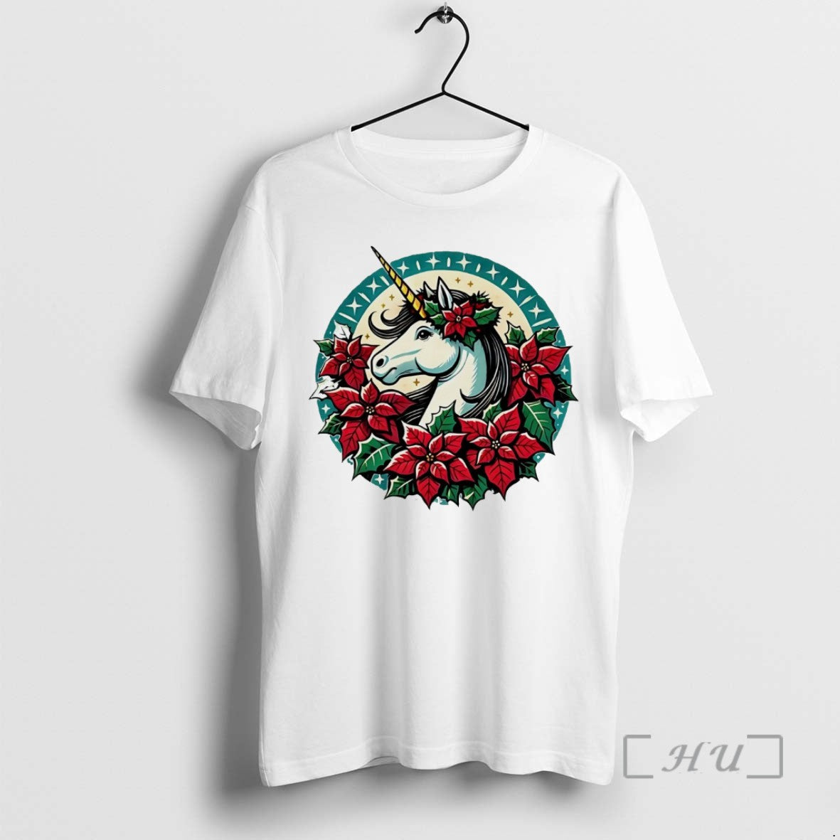 Officials Poinsettia Unicorn Christmas White