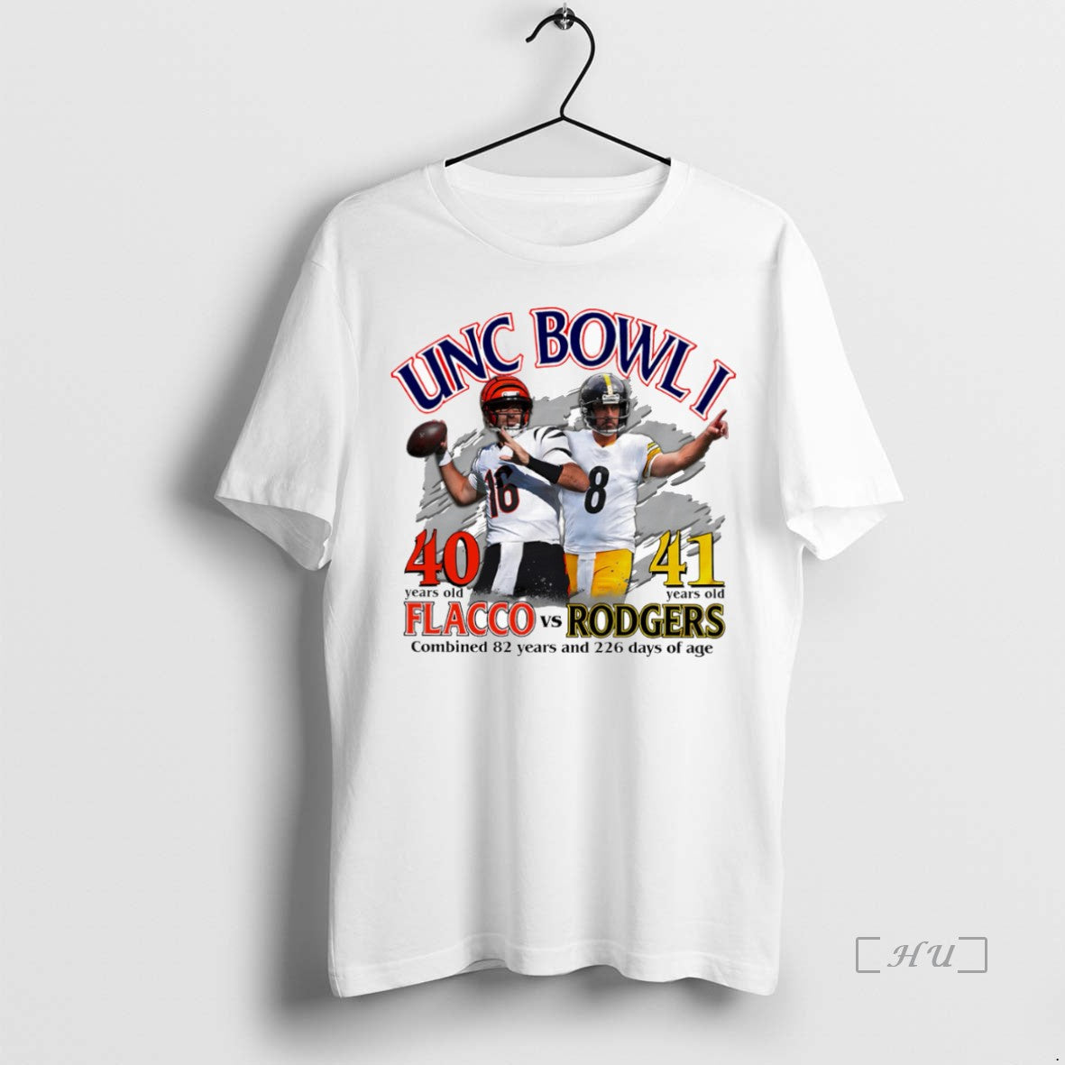 Officials Unc Bowl I 40 Years Old Flacco Vs 41 Years Old Rodgers T Shirts