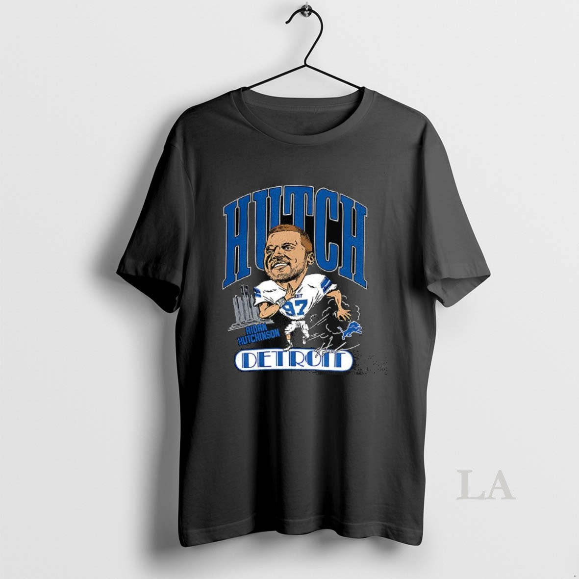 Original Aidan Hutchinson Detroit Lions Football Caricature Player Graphic Signature