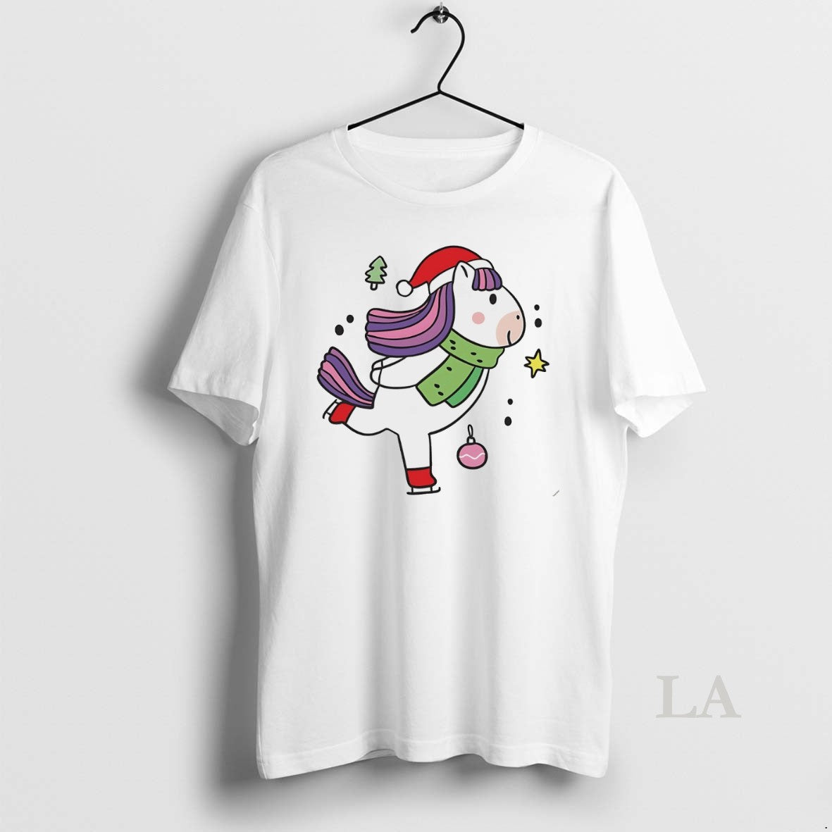Original Ice Skating Unicorn Santa Hat Christmas White