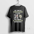 Original My Time In Uniform Is Over Minnesota Vikings Logo But Being A Veteran Never