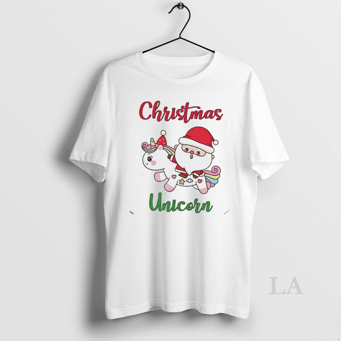 Original Santa Riding Unicorn Cute Christmas White