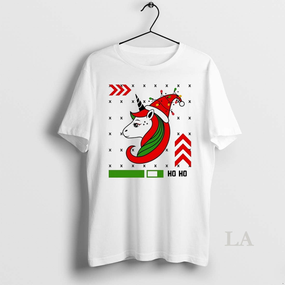 Original Unicorn Red Green Ho Ho Ho Christmas Party White