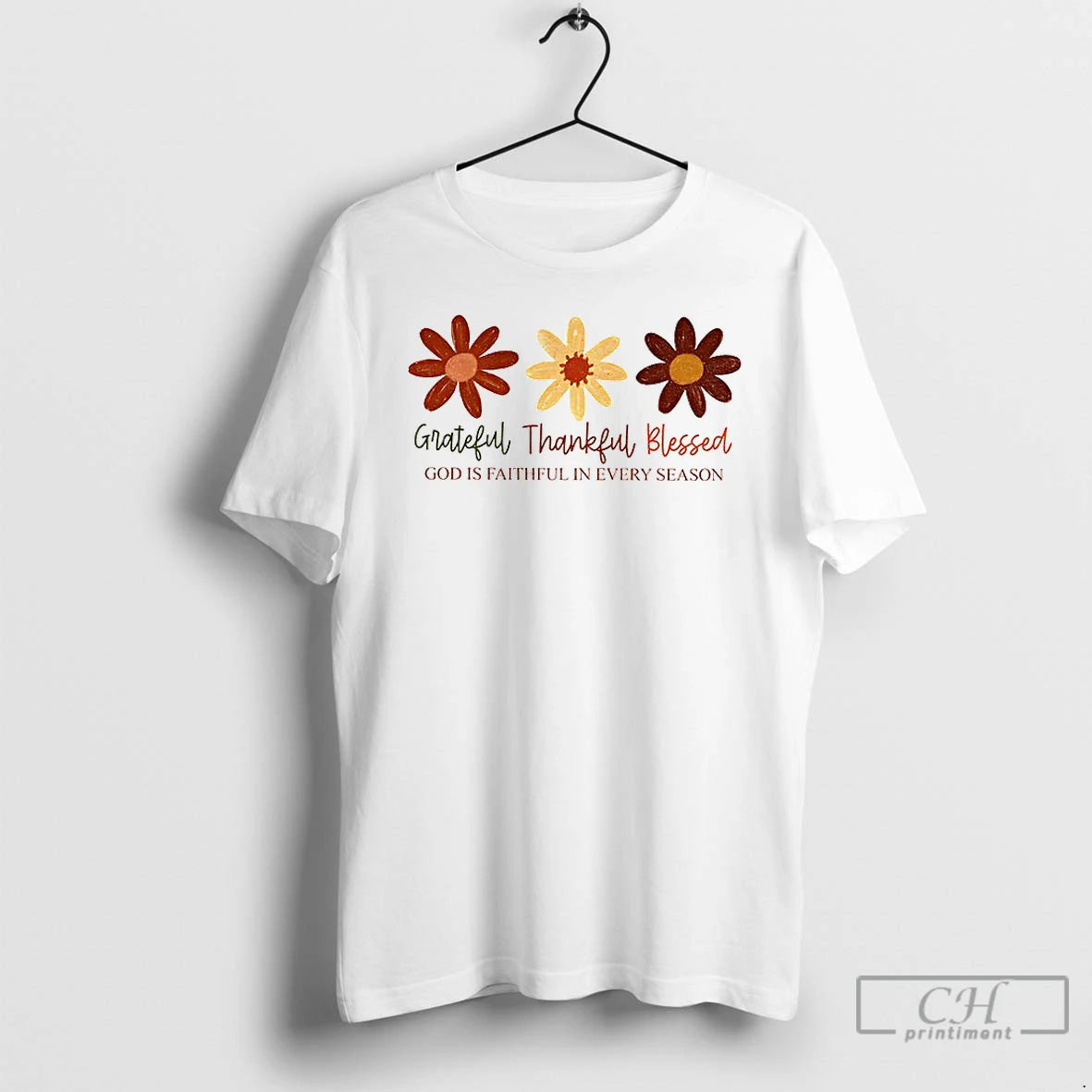 Premium Boho Fall Floral Christian Grateful Thankful Blessed God Is Faithful In Every Season T-Shirts, Hoodie, Sweatshirt
