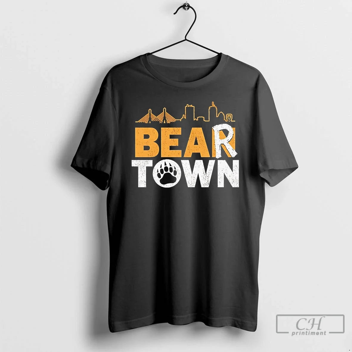 Premium Boston Bruins Bear Town Skyline T Shirts