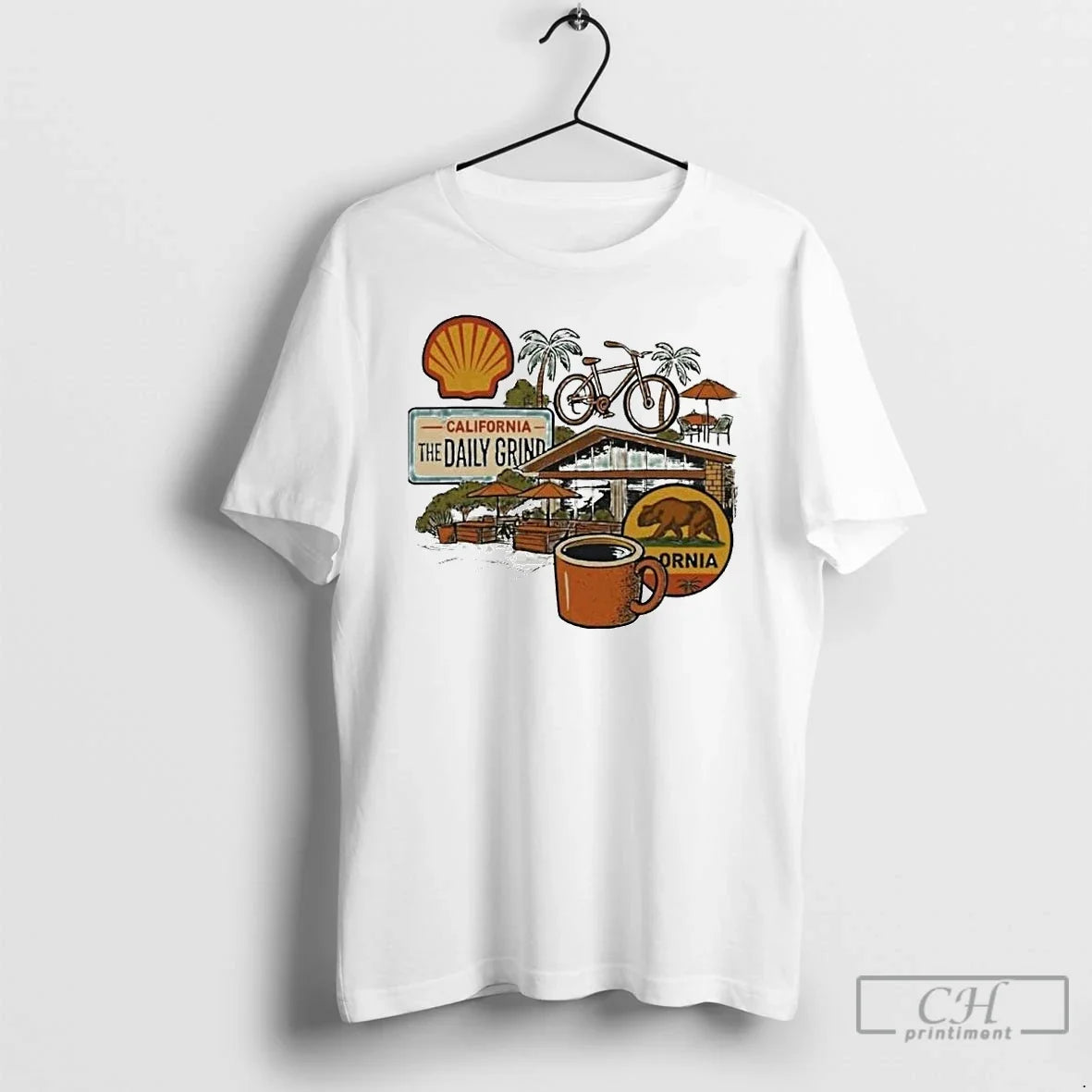 Premium California The Daily Grind Ornaments T Shirts