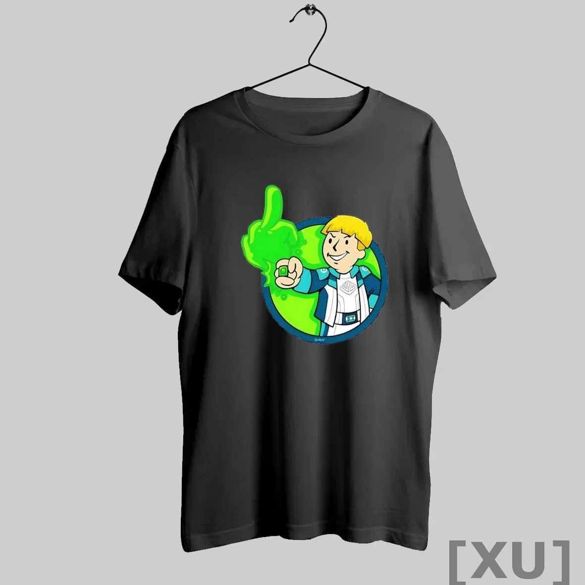 Premium Cartoon Boy Middle Finger Green Glow T Shirts