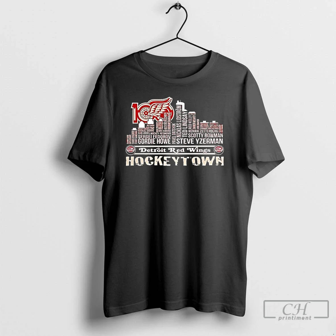 Premium Detroit Red Wings Hockey Town Players Names Skyline T Shirts