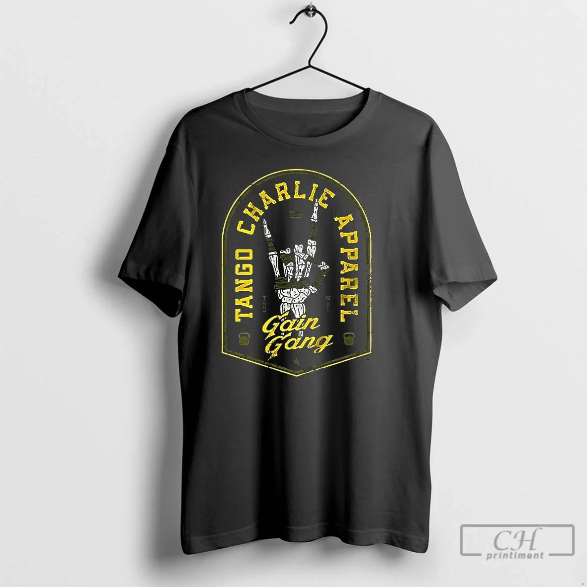 Premium Gain Gang Rock On The Shoulder Skeleton T Shirts